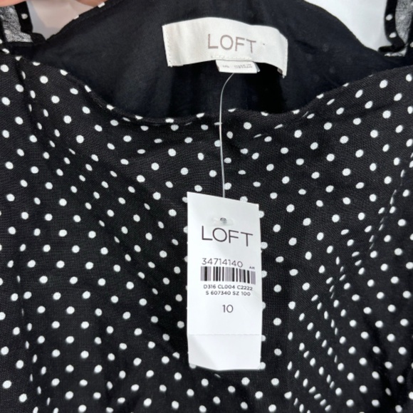 Loft Womens Size 10 Sleeveless Jumpsuit Black White Polka Dot Wide Leg Cropped - Picture 8 of 16